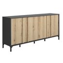 Esteban Μπουφές με 4 Πόρτες 180x40x81εκ. Helvezia oak / Μαύρο