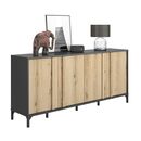 Esteban Μπουφές με 4 Πόρτες 180x40x81εκ. Helvezia oak / Μαύρο