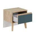 Larvik Κομοδίνο με 1 Συρτάρι 42x36x41εκ. Blond Oak/λευκό/μπλε