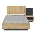 Mimizan Κρεβάτι Ημίδιπλο με 1 Κρεμαστό Κομοδίνο 170x206εκ. ( για Στρώμα 120x200εκ. ) Helvezia oak / Black