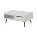 Τραπεζάκι Nordi Λευκό+higloss Λευκό+ Riviera 107x46x67cm