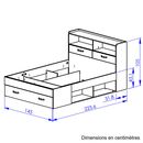 Sabia Κρεβάτι Διπλό με Αποθηκευτικούς Χώρους, Βιβλιοθήκη στο Κεφαλάρι 145x224x105εκ ( για Στρώμα 140x190εκ. ) Natural Chestnut / Black