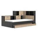 Erwan Κρεβάτι Μονό 120x221εκ. ( για Στρώμα 90x200εκ. ) Black/natural Chestnut με Αποθηκευτικό Συρτάρι