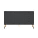 Bodo Μπουφές με 2 Πόρτες και 3 Συρτάρια 147x39x81,7εκ. Γκρι