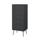Bodo Συρταριέρα Ψηλή με 5 Συρτάρια  50x39x120εκ Γκρι