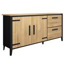 Cork Μπουφές με δύο Πόρτες και δύο Συρτάρια 191x45x90εκ. Golden oak / Μαύρο
