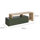 Craft Έπιπλο Τηλεόρασης με 2 Πόρτες 155/136x45/36x50/33εκ. Artisan oak / Πράσινο