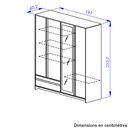 Mimizan Ντουλάπα με 4 Πόρτες , 1 Συρτάρι και Καθρέφτη  197x60x213εκ. Helvezia Oak/black