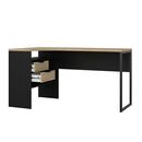 Function Plus Γραφείο Γωνιακό με δύο Συρτάρια 145,1x81x76,8εκ. Μαύρο / Δρυς