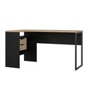 Function Plus Γραφείο Γωνιακό με δύο Συρτάρια 145,1x81x76,8εκ. Μαύρο / Δρυς