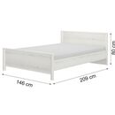 Lugano Κρεβάτι Διπλό 209x146x80εκ. ( για Στρώμα 140x190εκ. ή 140x200εκ. )  Whitewashed oak