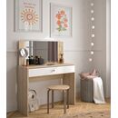 Makeup Μπουντουάρ με ένα Συρτάρι και Καθρέφτη 94x44x121/77εκ. Natural Chestnut / Λευκό