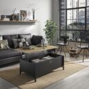 Manchester Τραπεζάκι Σαλονιού με Σερβιτόρο 109x60x36εκ. Helvezia oak / Black