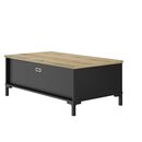 Manchester Τραπεζάκι Σαλονιού με Σερβιτόρο 109x60x36εκ. Helvezia oak / Black