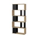 Maze Βιβλιοθήκη  80x29,5x173,5εκ. Δρυς / Μαύρο