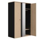 Duplex Ντουλάπα με 2 Πόρτες και Καθρέφτη 130x61x200εκ. Black/natural Chestnut