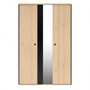 Duplex Ντουλάπα με 2 Πόρτες και Καθρέφτη 130x61x200εκ. Black/natural Chestnut