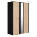 Duplex Ντουλάπα με 2 Πόρτες και Καθρέφτη 130x61x200εκ. Black/natural Chestnut