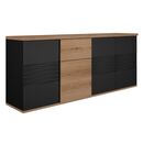 Otello Μπουφές με 4 Πόρτες και 1 Συρτάρι 208x47x87εκ. Helvezia oak / Μαύρο