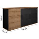 Otello Μπουφές με 3 Πόρτες και 1 Συρτάρι 180x47x87εκ.  Helvezia oak / Μαύρο