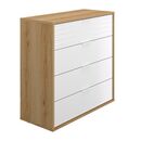 Otello Συρταριέρα με 4 Συρτάρια 106x45x103εκ. Helvezia oak / Λευκό