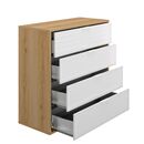 Otello Συρταριέρα με 4 Συρτάρια 106x45x103εκ. Helvezia oak / Λευκό