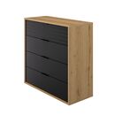 Otello Συρταριέρα με 4 Συρτάρια 106x45x103εκ. Helvezia oak / Μαύρο