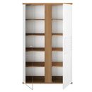 Otello Βιτρίνα με δυο Πόρτες 110x45x178εκ. Helvezia oak / Λευκό