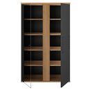 Otello Βιτρίνα με δυο Πόρτες 110x45x178εκ. Helvezia oak / Μαύρο