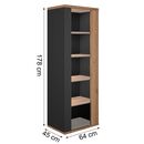 Otello Βιτρίνα με μία Πόρτα 64x45x178εκ. Helvezia oak / Μαύρο