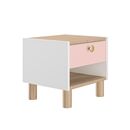 Romy Κομοδίνο με ένα Συρτάρι 39x35x37εκ. Λευκο / ροζ / Blond oak