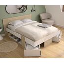 Swivel Κρεβάτι Διπλό με Αποθηκευτικούς Χώρους 160x194εκ. ( για Στρώμα 140x190εκ. ) Blond oak / Λευκό