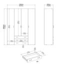 Space Ντουλάπα με 4 Πόρτες και 3 Συρτάρια 154x49,5x200,4εκ.  Λευκό