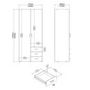 Space Ντουλάπα με 2 Πόρτες και 3 Συρτάρια 77,6x49,5x175,4εκ. Λευκό