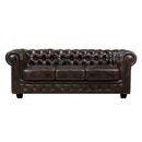 Chesterfield Birmingham Καναπές 3θέσιος Σαλονιού Καθιστικού,δέρμα Απόχρωση Καφέ