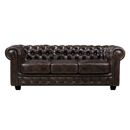 Chesterfield Birmingham Καναπές 3θέσιος Σαλονιού Καθιστικού,δέρμα Απόχρωση Καφέ