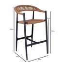 Mady Σκαμπό Bar, alu Ανθρακί, Rope Wicker Φυσικό σετ 17 τμχ