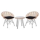 Salsa Coral Coffee set Κήπου Μέταλλο Μαύρο - Γυαλί - Wicker Φυσικό: Τραπεζάκι+2 Πολυθρόνες