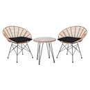 Salsa Coral Coffee set Κήπου Μέταλλο Μαύρο - Γυαλί - Wicker Φυσικό: Τραπεζάκι+2 Πολυθρόνες