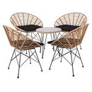 Salsa Coral Coffee set Κήπου Μέταλλο Μαύρο - Γυαλί - Wicker Φυσικό: Τραπεζάκι+4 Πολυθρόνες