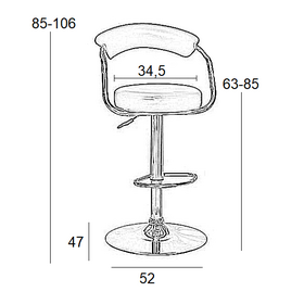 Σκαμπό Μπάρ 2τμχ Bar11 Μαύρο pu pvc 52x47x106εκ.