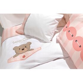 Σετ Σεντόνια 3τμχ. Bebe Teddy Rose Saint Clair Rose 100% Βαμβάκι