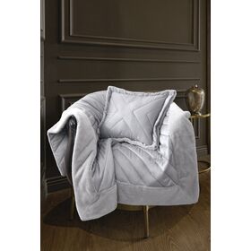 Ριχτάρι Πολυθρόνας Utopia Silver 120x170 + Διακοσμητικό Μαξιλάρι 45x45 guy Laroche  100% Microsatin With Synthetic fur Bordure