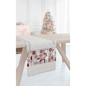 Χριστουγιεννιάτικη Τραβέρσα 2042 red Laser cut 40x160 Saint Clair  100% Polyester