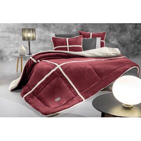 Προσφορα!! Κουβερτοπάπλωμα Astra Wine 160x220 Δωρο Μαξιλαράκι Διακοσμητικό guy Laroche  100% Flannel