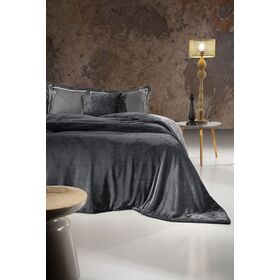 Σετ 2τμχ Κουβέρτα Velvet Anthracite 220x240 guy Laroche  100% Flannel