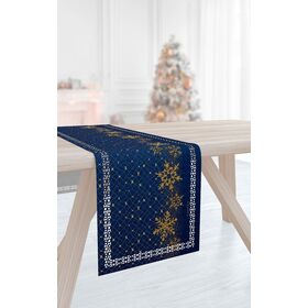Χριστουγεννιάτικη Τραβέρσα 2031 Blue Laser cut 40x160 Saint Clair  100% Polyester
