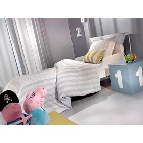 Σετ Σεντόνια 3τμχ. Blue Stripes 165x250 Saint Clair Blue 100% Βαμβάκι
