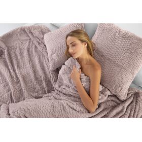 Σετ 2τμχ  Κουβέρτα Crusty old Pink 220x240 guy Laroche Pudra 100% Polyester art fur Ultrasoft