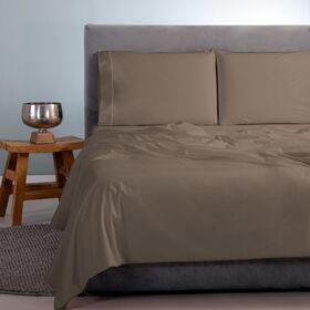 ΣΕΝΤΟΝΙ FLΑΤ   SΑΤΙΝ ΡLΑΙΝ SΕΤ ΣΕΤ 4ΤΕΜ ΚΑΦΕ ΣΚΟΥΡΟ (172 ΒΕΝΝΥ ΒRΟWΝ ) 260Χ265CΜ 100% CΟΤΤΟΝ SΑΤΙΝ 2